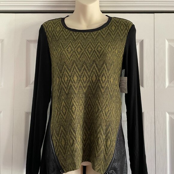 Patrizia Luca Sleek Knit Long Sleeve Top Zipper flare sides - NWT - Picture 4 of 14